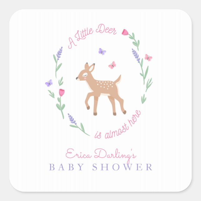 Oh Deer Woodland Theme Baby Shower  Square Sticker (Front)
