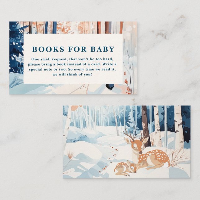 Oh deer woodland winter Baby shower books for baby Enclosure Card (Front/Back)