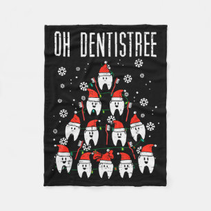 Oh Dentistree Christmas Tree Teeth Dentistry Denta Fleece Blanket