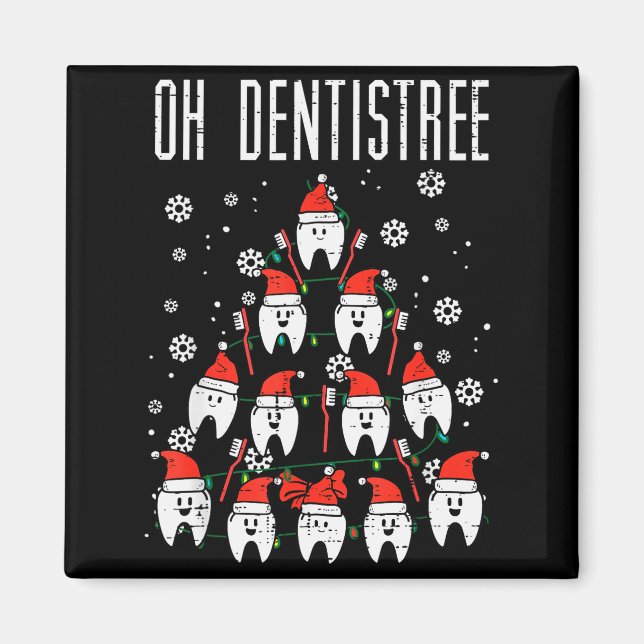 Oh Dentistree Christmas Tree Teeth Dentistry Denta Magnet (Front)