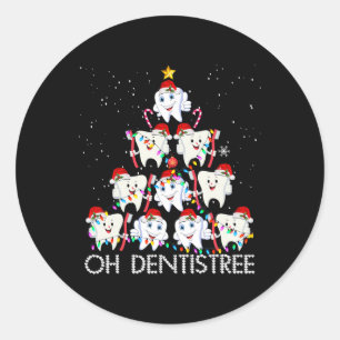 Oh Dentistree Fun Xmas Christmas Dentist Dental Is Classic Round Sticker