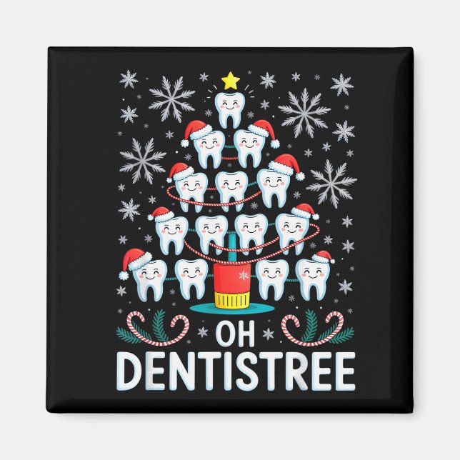 Oh Dentistree - Funny Christmas Tree Dental Hygien Magnet (Front)