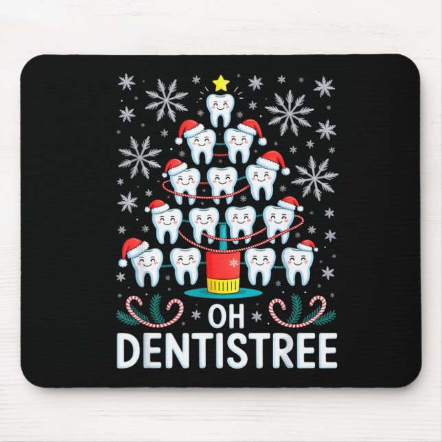 Oh Dentistree - Funny Christmas Tree Dental Hygien Mouse Pad (Front)