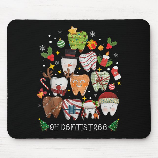 Oh Dentistree Merry Christmas Dental Funny Teeth T Mouse Pad (Front)