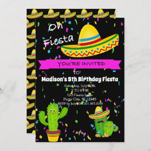Oh Fiesta Girls Birthday Party Invitation