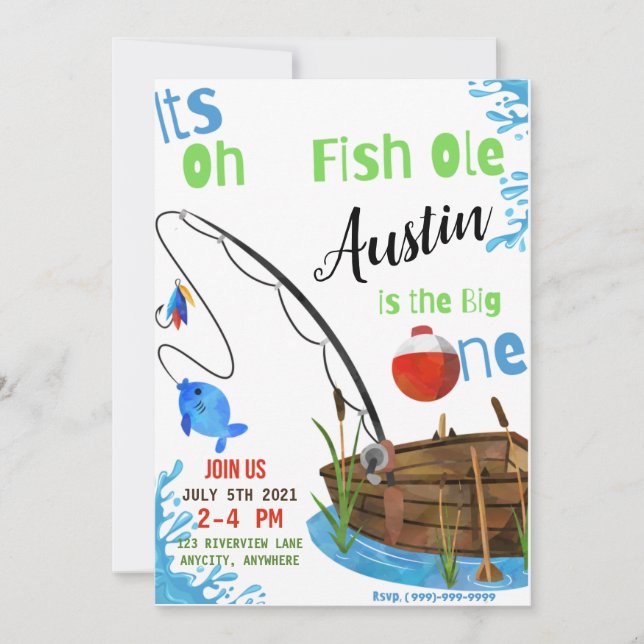 Oh FishOle Birthday Invitation Card (Front)