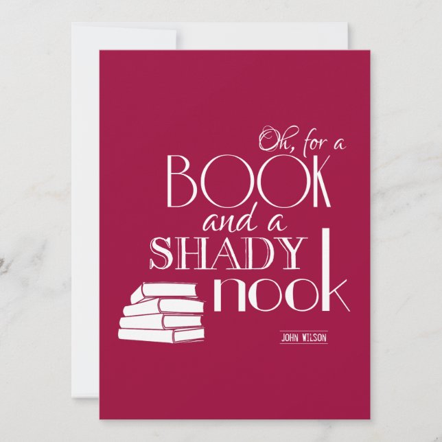Oh For a Book and a Shady Nook Invitation (Front)