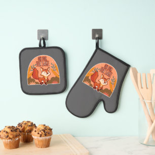 Oh For Fox Sake Cute and Funny Fox Oven Mitt & Pot Holder Set