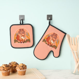 Oh For Fox Sake Cute and Funny Fox Oven Mitt & Pot Holder Set