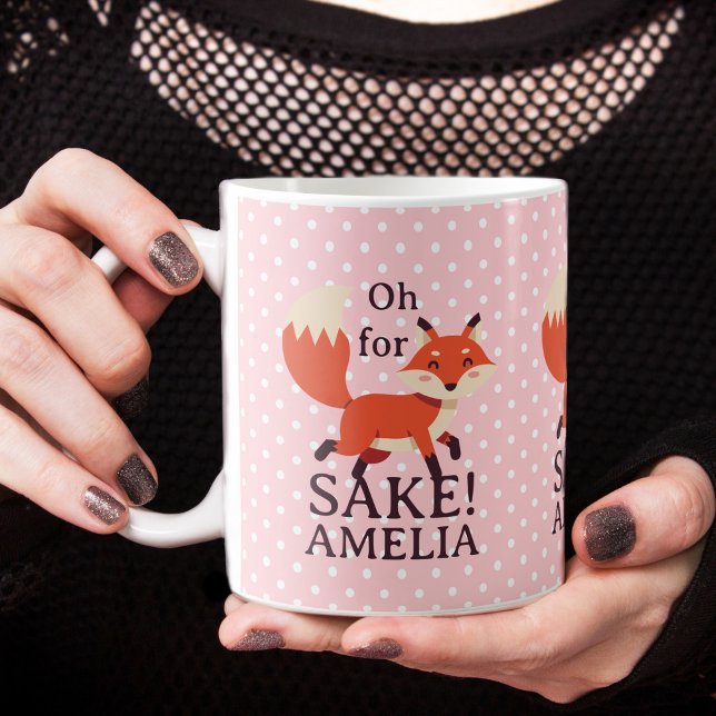 Oh For Fox Sake Pink Polka Dot Coffee Mug (Oh For Fox Sake Pink Polka Dot Coffee Mug)