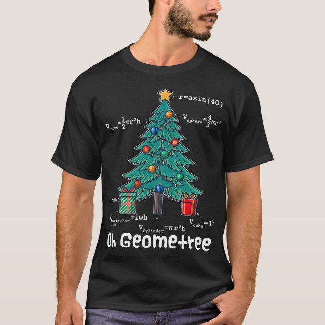 Oh Geometree Funny Math Geometry Christmas Tree pe T-Shirt (Front)