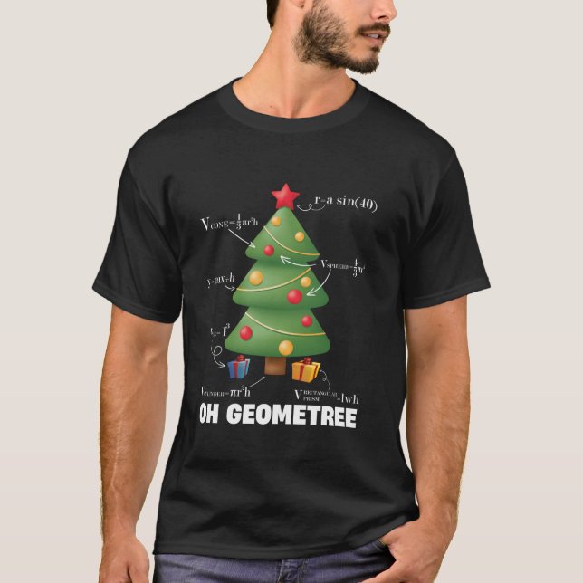 Oh Geometree Math Geometry Christmas Tree Students T-Shirt (Front)