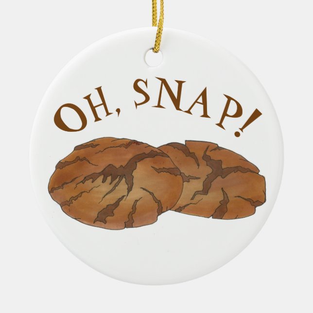 Oh (Ginger) Snap Amish PA Dutch Gingersnap Cookies Ceramic Ornament (Front)