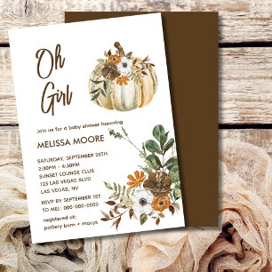 Oh Girl A little pumpkin is on the way baby shower Invitation