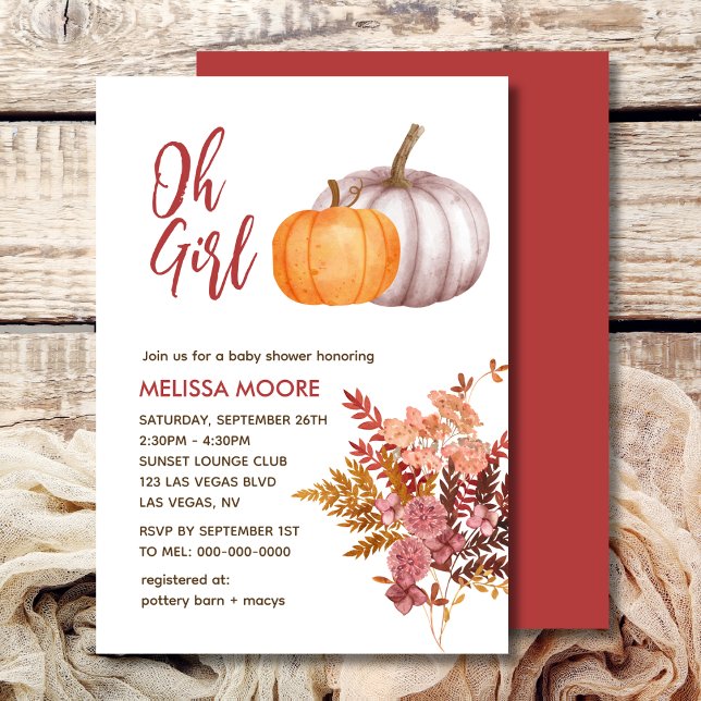 Oh Girl A little pumpkin is on the way baby shower Invitation (Creator Uploaded)
