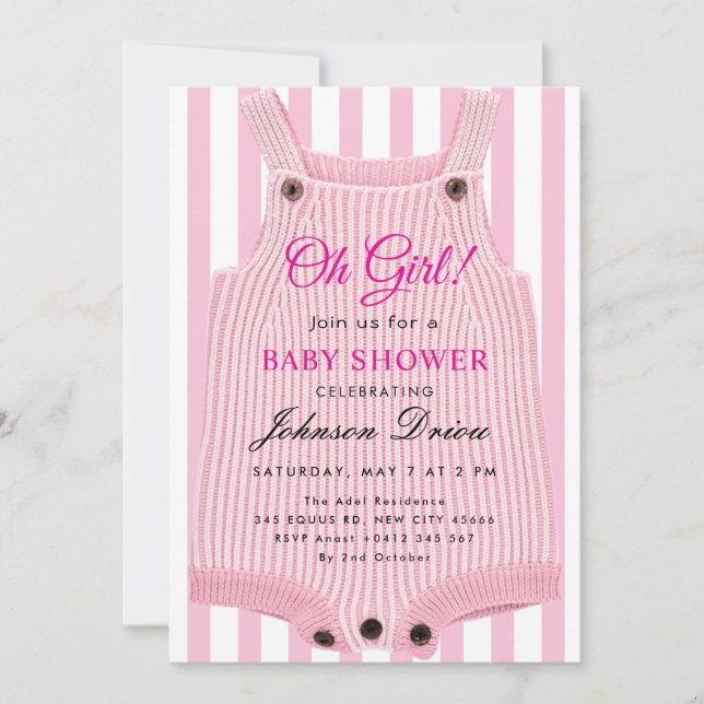 Oh Girl Baby Shower – Children’s Clothing Theme Invitation (Front)