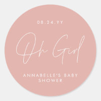 oh girl Baby shower script pink elegant 