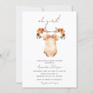 Oh Girl boho baby clothes Baby shower Invitation