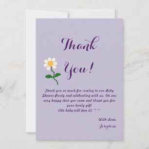Oh Girl! Cute Daisy Baby Girl Shower Thank You Card