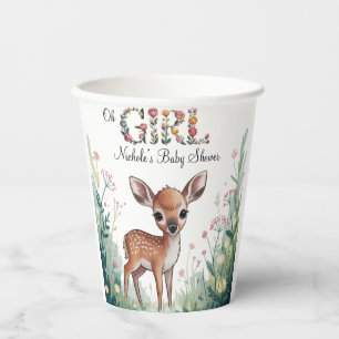 Oh Girl: Little Deer Fawn Girl Baby Shower Paper Cups