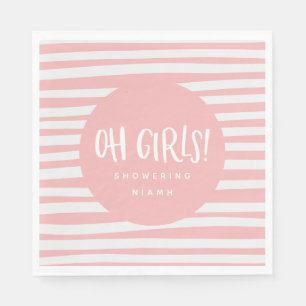 Oh girls, twin baby shower party napkins