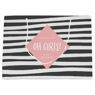 Oh Girls! Twin girls thank you gift party Large Gift Bag