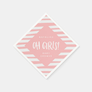 Oh Girls! Twin girls thank you party napkin