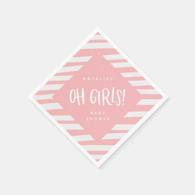 Oh Girls! Twin girls thank you party napkin (Corner)