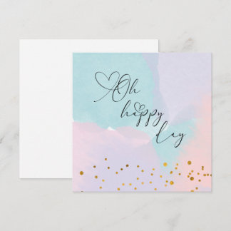 Oh Happy Day Gold Glitter Watercolor Greeting Card