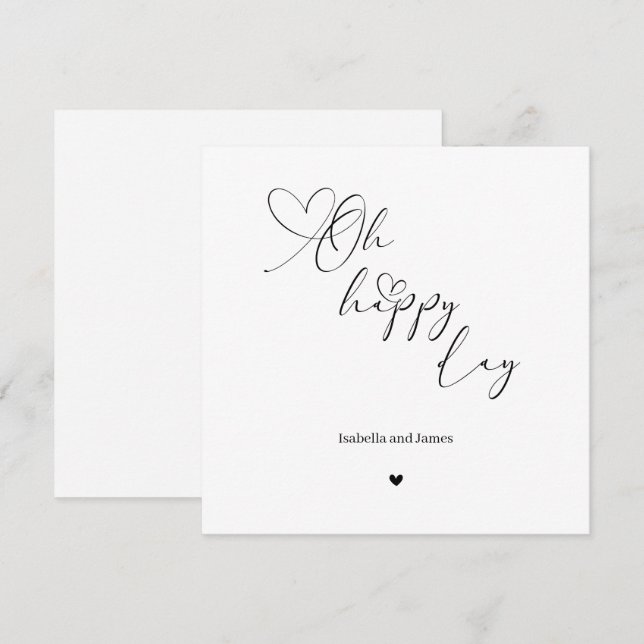 Oh Happy Day Heart Embellished Wedding  Card (Front/Back)