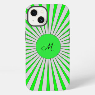 Oh Happy Day Monogram Green Sunburst iPhone 13 Case