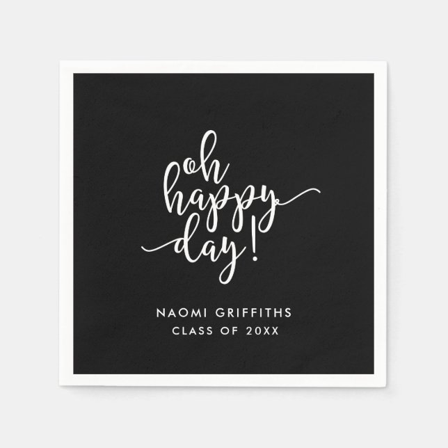 Oh Happy Day Script Graduation Napkin (Front)