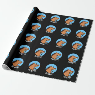 Oh Hayyyy Funny Horse Pun Dark BG Wrapping Paper