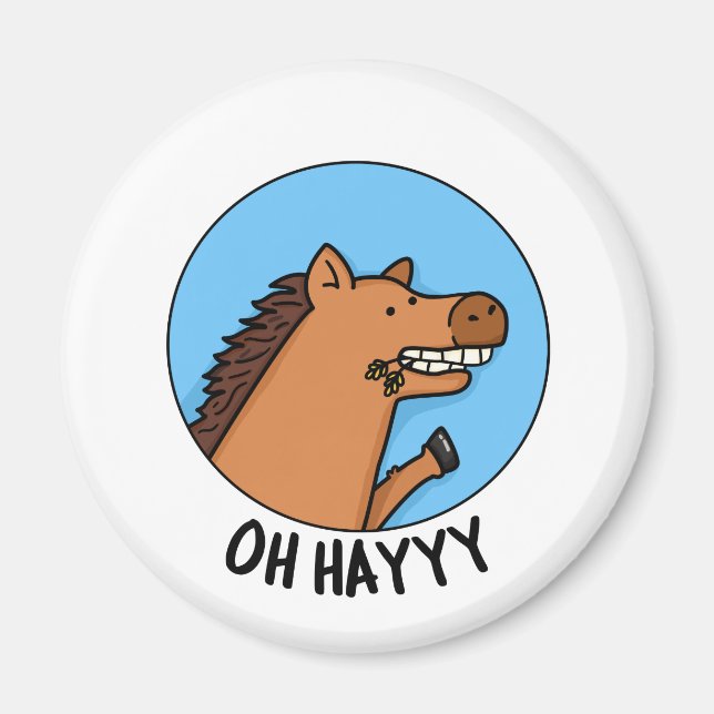 Oh Hayyyy Funny Horse Pun  Magnet (Front)