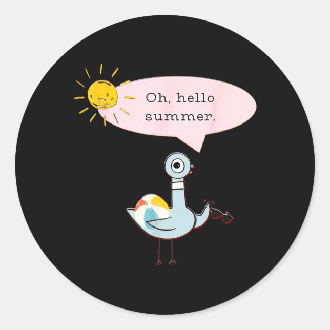 Oh Hello Summer Cute Bird Classic Round Sticker (Front)