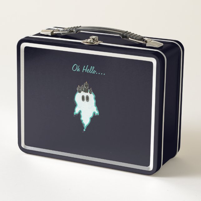 Oh Hello...The friendly candle ghost Metal Lunch Box (Front)
