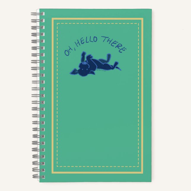 "Oh Hello There" Black Lab Puppy Green Custom Notebook (Front)