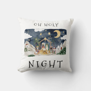 Oh Holy Night African American Nativity Christmas Cushion