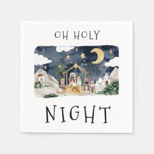 Oh Holy Night African American Nativity Christmas Napkin