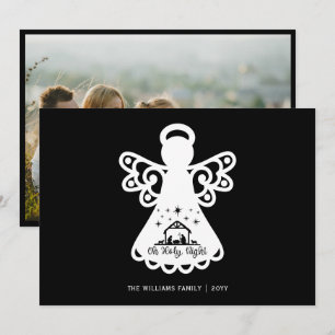 Oh Holy Night Angel Photo Black White Christmas