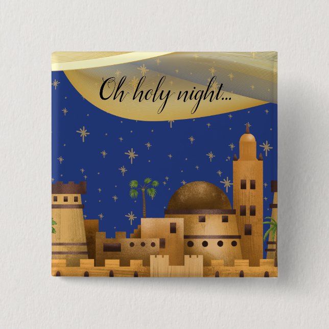 Oh Holy Night Bethlehem 15 Cm Square Badge (Front)