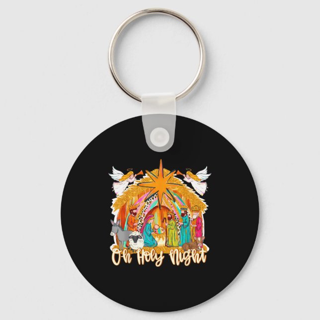 Oh Holy Night Christian Nativity Scene Christmas R Key Ring (Front)