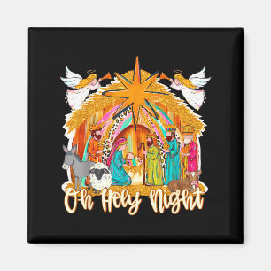 Oh Holy Night Christian Nativity Scene Christmas R Magnet