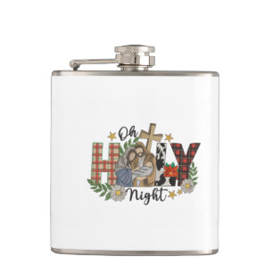 Oh Holy Night Christmas Design Hip Flask