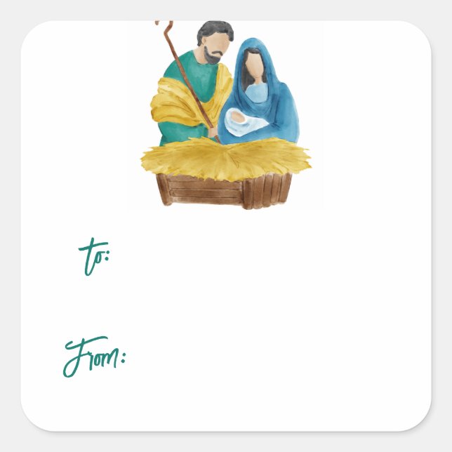 Oh Holy Night Christmas Gift Tag Sticker (Front)