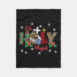 Oh Holy Night Christmas Pajama X-mas Plaid Christi Fleece Blanket
