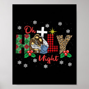 Oh Holy Night Christmas Pajama X-mas Plaid Christi Poster