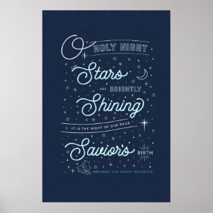 Oh Holy Night Christmas Poster 24x36 / Blue
