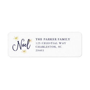 Oh Holy Night   Gold Stars at Christmas Return Address Label