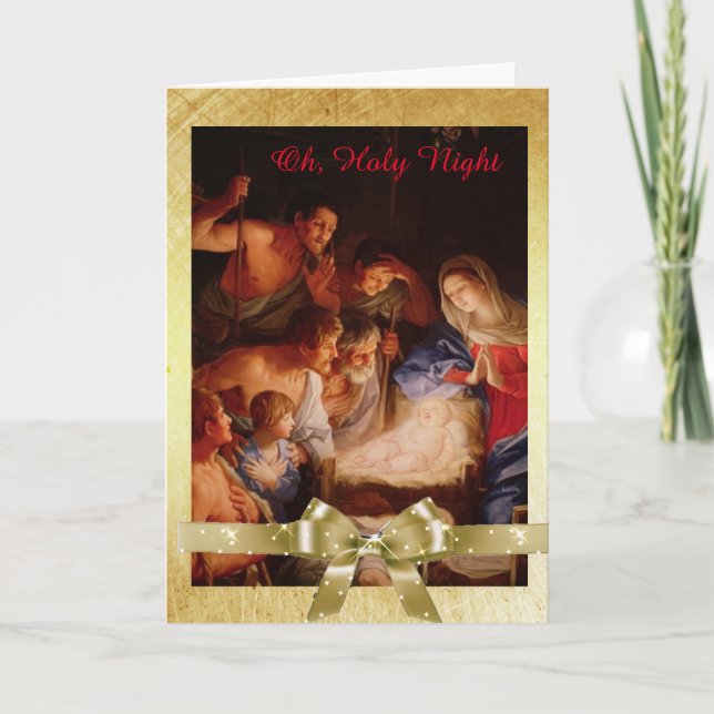 Oh, Holy Night, Jesus, Mary and Shepherds Card (Front)